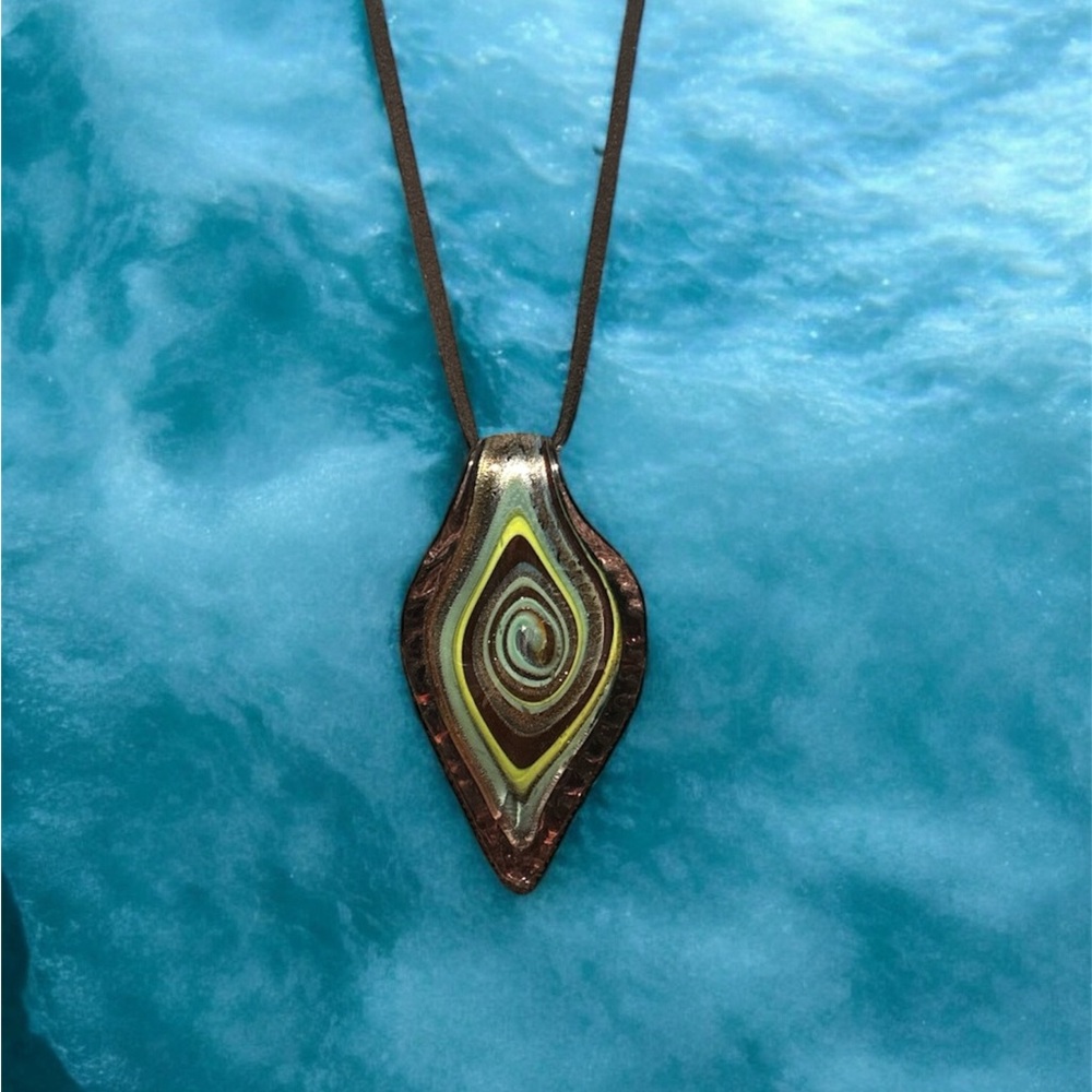 Pendant Handmade Spearhead 3” Glass Pendant on 18” Suede Cord Necklace